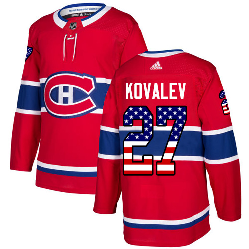 Adidas Canadiens #27 Alexei Kovalev Red Home Authentic USA Flag Stitched NHL Jersey - Click Image to Close